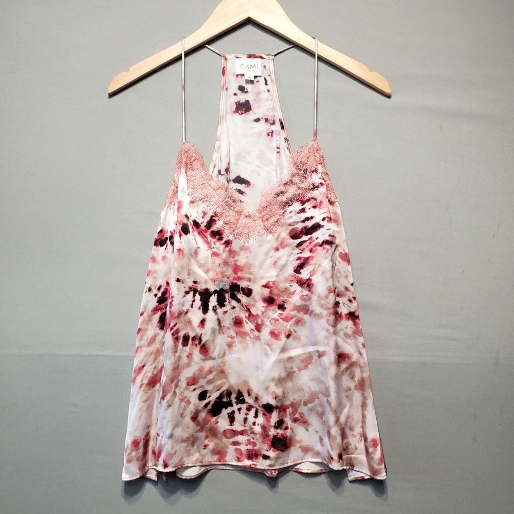 Cami NYC Silk Lace Camisole Tank Top Womens S Pink Raine Blush Tie Dye Boho Luxe
